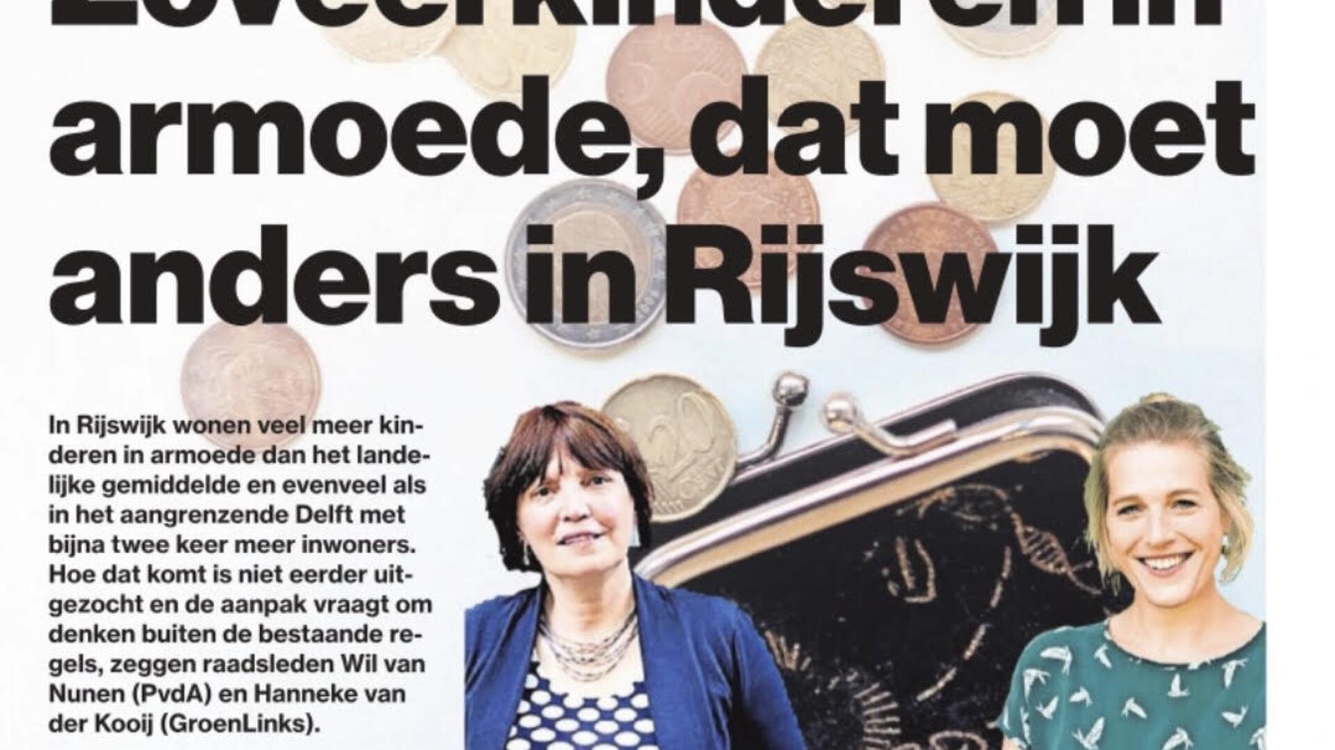 artikel uit het algemeen dagblad met portret van Wil van Nunen en Hanneke van der Kooij